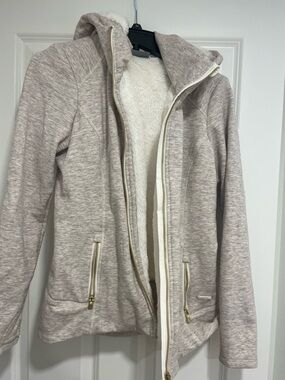 Gray Hooded Jacket with Sherpa Lining